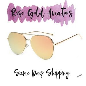 Rose Gold Aviator Sunglasses